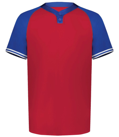 Augusta Sportswear 6905 Men's Cutter Henley Jersey in Scarlet/ royal