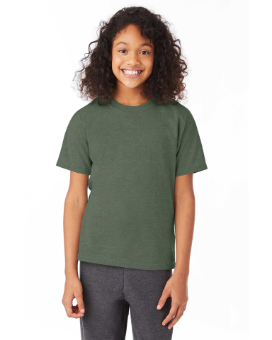Hanes 5370 Youth Ecosmart™ T-Shirt in Heather green