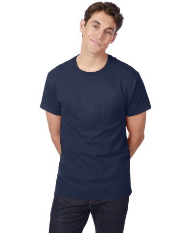 Hanes 5590 Men's Authentic Pocket T-Shirt in Navy
