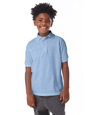 Hanes 054Y Youth Ecosmart® Jersey Polo in Light blue
