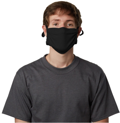 Hanes MKPKPR 2-Ply Polyester Pocket Face Mask in Black