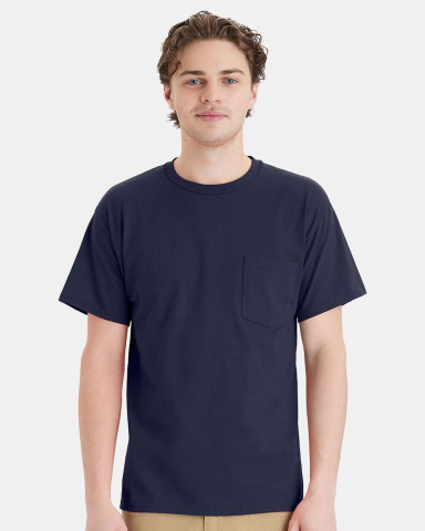Hanes 5290P Essential-T Pocket T-Shirt in Athletic navy