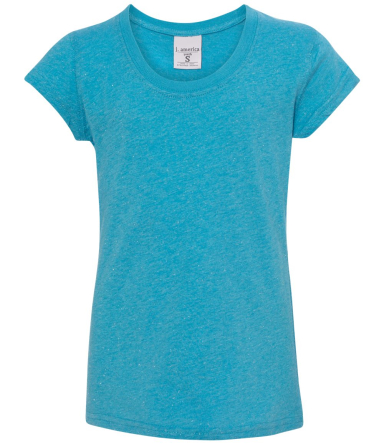 J America 8129 Youth Glitter T-Shirt in Maui blue