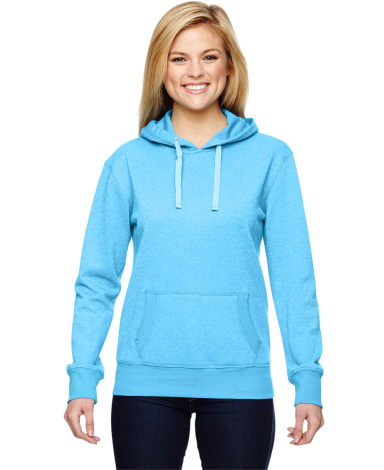 J America 8860 Women’s Glitter French Terry Hood in Maui blue/ silver