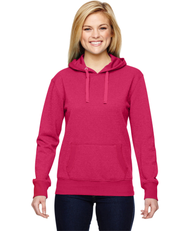 J America 8860 Women’s Glitter French Terry Hood in Wildberry/ silver