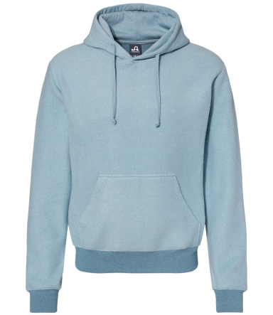 J America 8709 Men's Flip Side Fleece Hooded Sweat in Chambray heather