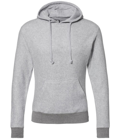 J America 8709 Men's Flip Side Fleece Hooded Sweat in Grey heather