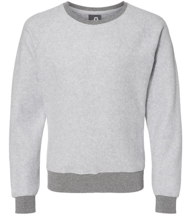 J America 8710 Unisex Flip Side Fleece Crewneck Sw in Grey heather