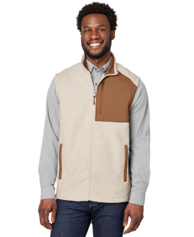 North End NE714 Men's Aura Sweater Fleece Vest in Oatmeal heather/ teak