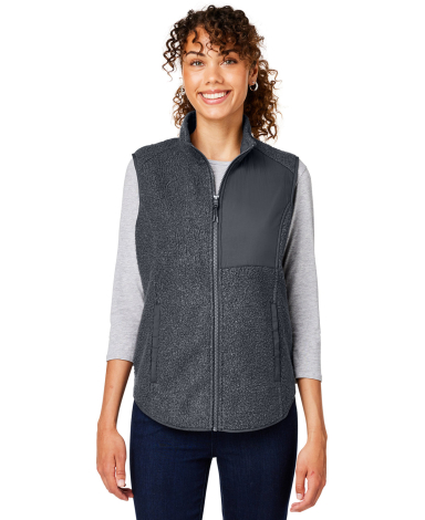 North End NE714W Women's Aura Sweater Fleece Vest in Carbon/ carbon