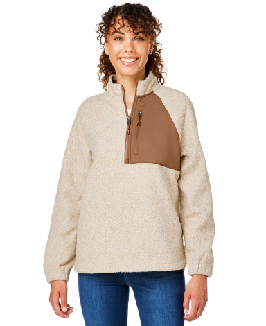 North End NE713W Women's Aura Sweater Fleece Quart in Oatmeal heather/ teak