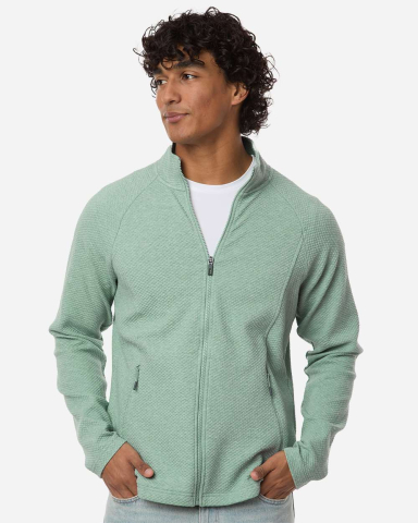 North End NE727 Men's Spirit Textured Full-Zip in Sage green heather