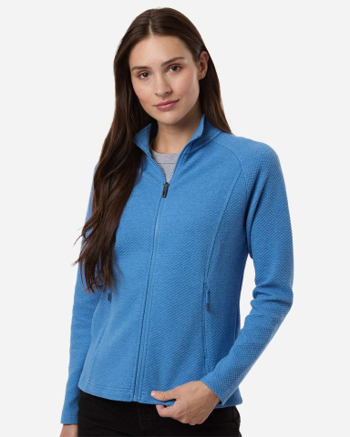 North End NE727W Women's Spirit Textured Full-Zip in Light nautical blue heather