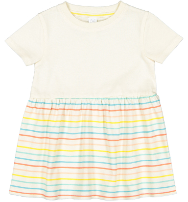 Rabbit Skins 5330 Infant Fine Jersey Dress in Natural/ sunkissed stripe