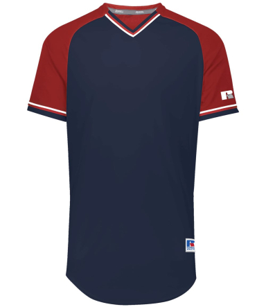Russell Athletic R01X3B Youth Classic V-Neck Jerse in Navy/ true red/ white