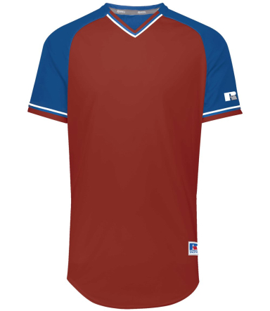 Russell Athletic R01X3B Youth Classic V-Neck Jerse in True red/ royal/ white