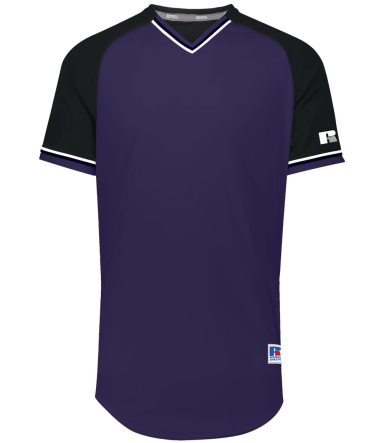 Russell Athletic R01X3M Unisex Classic V-Neck Jers in Purple/ black/ white