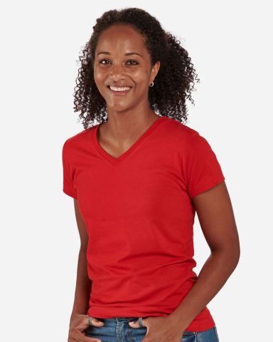 Boxercraft BW2201 Women's V-Neck T-Shirt in Red