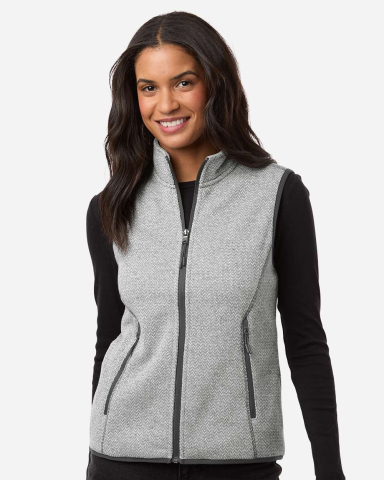 North End NE731W Women's Jasper Jacquard Fleece Ve in Grey/ white