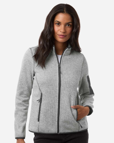North End NE730W Women's Jasper Full-Zip Fleece Ja in Grey/ white