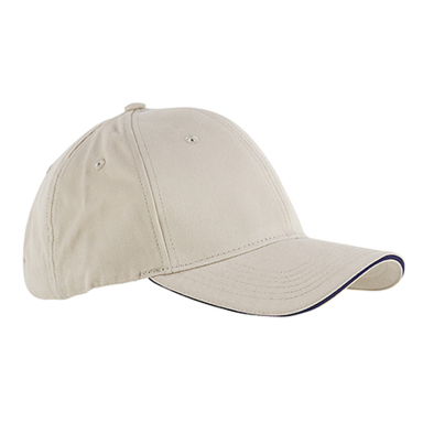 Big Accessories BX004 Brushed Twill Sandwich Cap in Stone/ navy