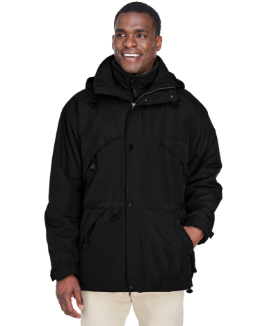 North End 88007 Men's 3-in-1 Parka with Dobby Trim in Black