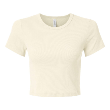 American Apparel BR210 Women's Baby Rib Cropped Te in Bone