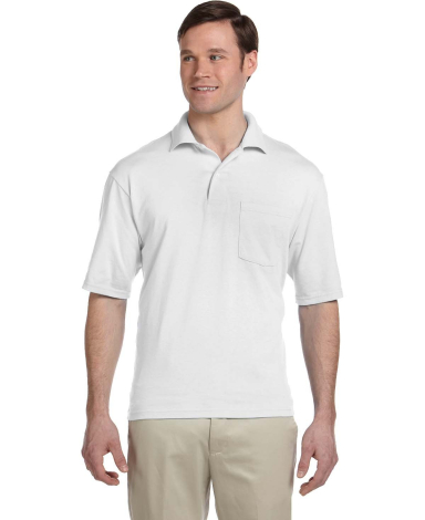 Jerzees 436MP Men's Dri-Power® Polo with Pocket in White