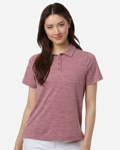 Team 365 TT125W Women's Relay Heathered Stripe Pol in Sport maroon heather/ white