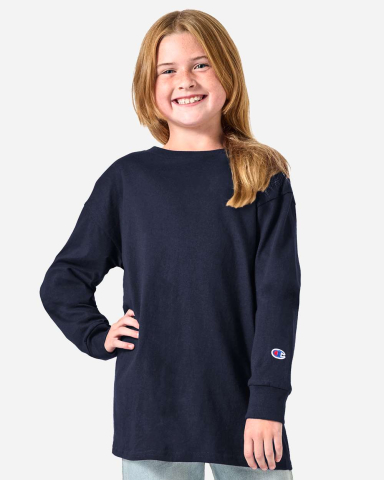Champion Clothing CH1751 Youth Long Sleeve T-Shirt in Navy