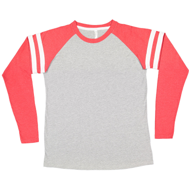 LA T 6934 Men's Gameday Mash Up Long-Sleeve T-Shir in Vintage heather/ vintage red