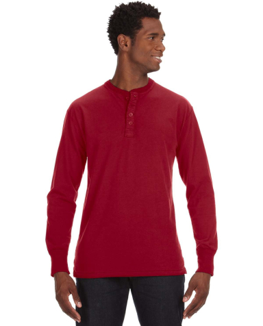 J. America - Vintage Brushed Jersey Henley - 8244 in Simply red