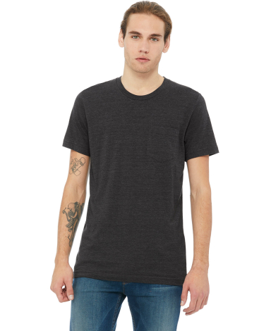 BELLA+CANVAS 3021 Unisex Cotton Pocket Tee in Dark grey heather