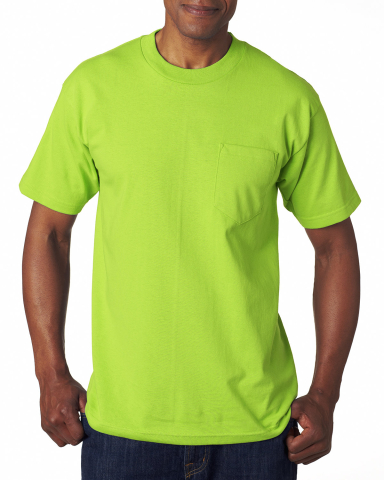 7100 Bayside Adult Short-Sleeve Tee with Pocket in Lime green