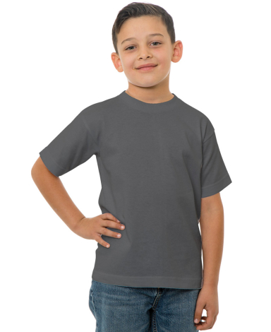 B4100 Bayside Youth Short-Sleeve Cotton Tee in Charcoal