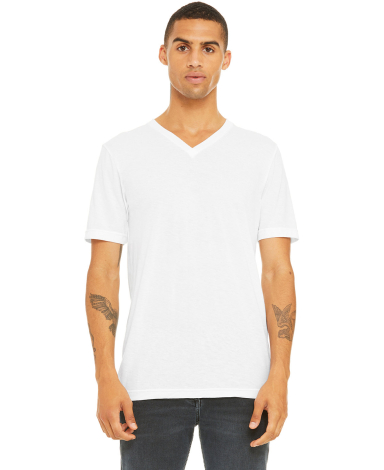 BELLA+CANVAS 3415 Men's Tri-blend V-Neck T-shirt in Solid white triblend