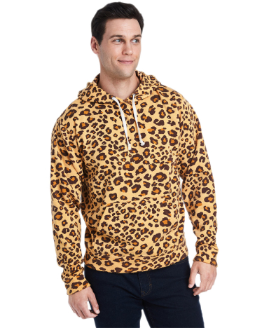 J8871 J-America Adult Tri-Blend Hooded Fleece in Leopard triblend