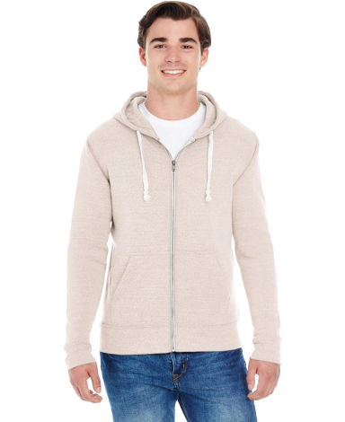J8872 J-America Adult Tri-Blend Full-Zip Hooded Fl in Oatmeal triblend