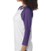 Next Level 6051 Unisex Tri-Blend 3/4 Sleeve Raglan in Purple rush sleeves/ heather white body