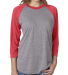 Next Level 6051 Unisex Tri-Blend 3/4 Sleeve Raglan in Vintage red sleeves/ premium heather body