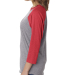 Next Level 6051 Unisex Tri-Blend 3/4 Sleeve Raglan in Vintage red sleeves/ premium heather body