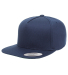 6007 Yupoong Five-Panel Flat Bill Cap in Navy
