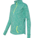8617 J. America Women's Cosmic Fleece Quarter Zip  in Emerald/ neon yellow