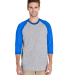 5700 Gildan Heavy Cotton Three-Quarter Raglan T-Sh in Sport grey/royal