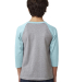 Next Level 3352 Youth CVC Baseball Raglan in Ice blue sleeves/ dark heather grey body