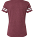 LAT 3537 Women's V-Neck Football Tee in Vintage burgundy/blended white