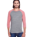 302G Threadfast Apparel Unisex Triblend Baseball R in Grey/ red triblend