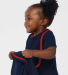 RS1004 Rabbit Skins Infant Jersey Contrast Trim Ve in Navy/ red