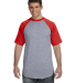 423 Augusta Sportswear Adult Short-Sleeve Baseball in Athletic heather/ red