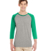 Jerzees 601RR Dri-Power Active Triblend Baseball R in Oxford/ irish green heather